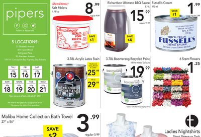 Pipers Superstore Flyer July 15 to 21