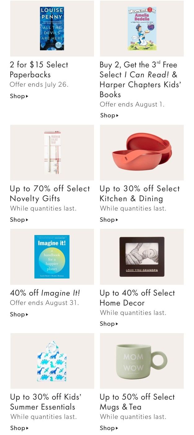 Chapters Indigo Online Deals of the Week July 19 to 25