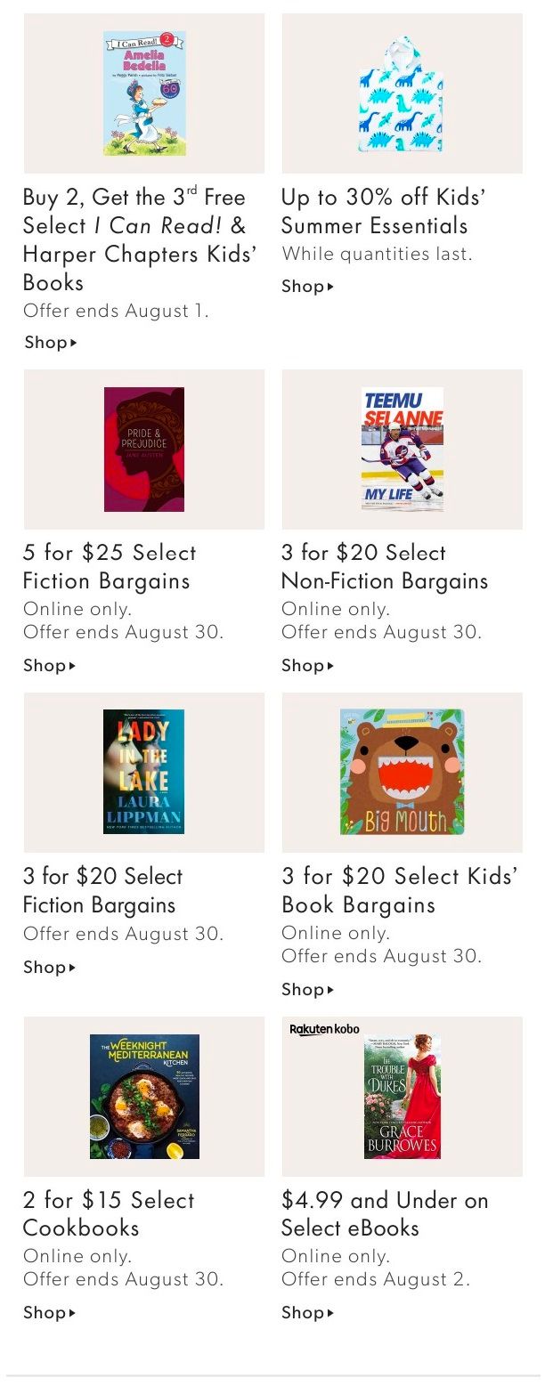 Chapters Indigo Online Deals of the Week July 26 to August 1