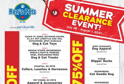 Ren's Pets Depot Summer Clearance Event Flyer July 26 to August 1