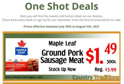 Country Traditions One-Shot Deals Flyer July 30 to August 5