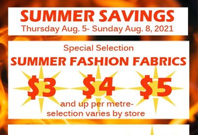 Fabricland (Oshawa, Whitby, Kitchener, St. Catharines, Welland) Flyer August 5 to 8