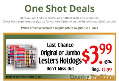 Country Traditions One-Shot Deals Flyer August 6 to 12