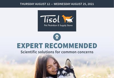 Tisol Pet Nutrition & Supply Stores Flyer August 12 to 25