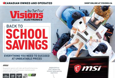 Visions Electronics Back to School Savings Flyer August 13 to 19
