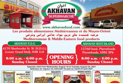 Akhavan Supermarche Flyer August 18 to 24