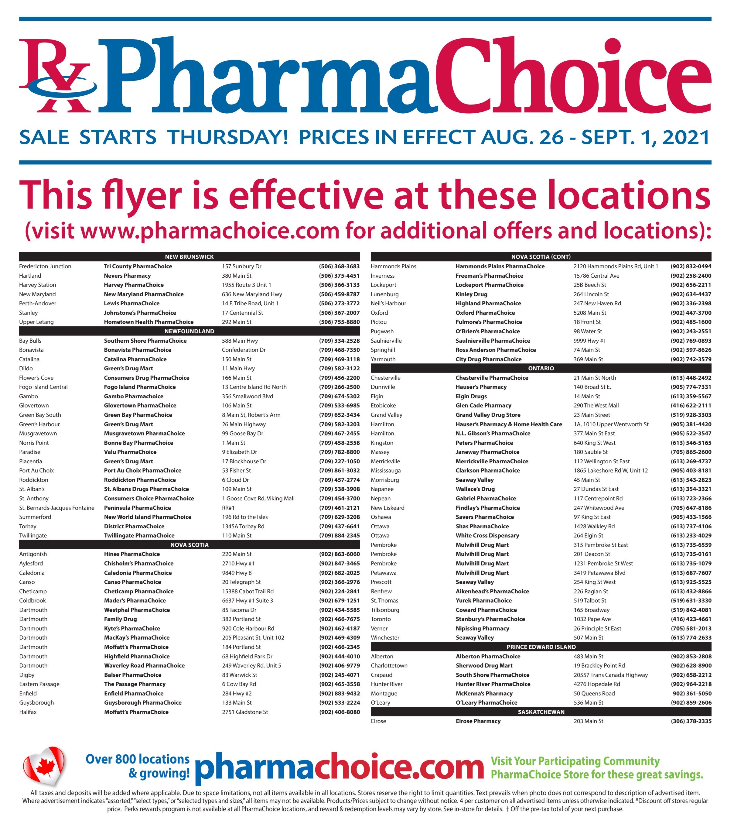 PharmaChoice (ON & Atlantic) Flyer August 26 to September 1