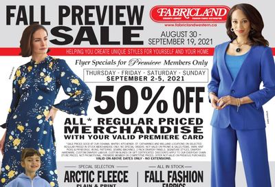 Fabricland (Oshawa, Whitby, Kitchener, St. Catharines, Welland) Flyer August 30 to September 19