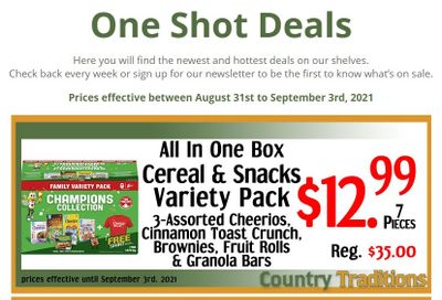 Country Traditions One-Shot Deals Flyer August 31 to September 3