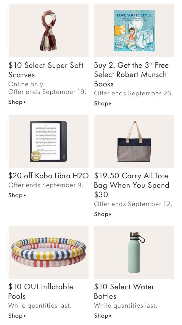 Chapters Indigo Online Deals of the Week September 6 to 12