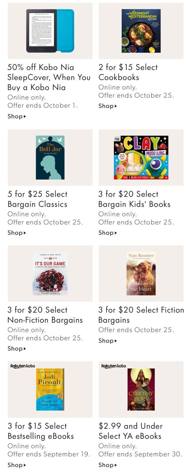 Chapters Indigo Online Deals of the Week September 6 to 12