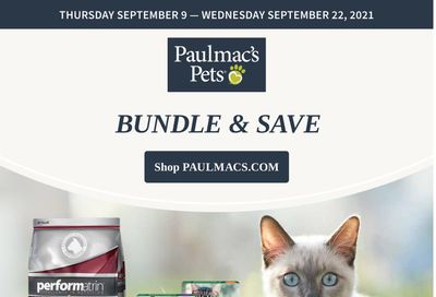 Paulmac's Pets Flyer September 9 to 22