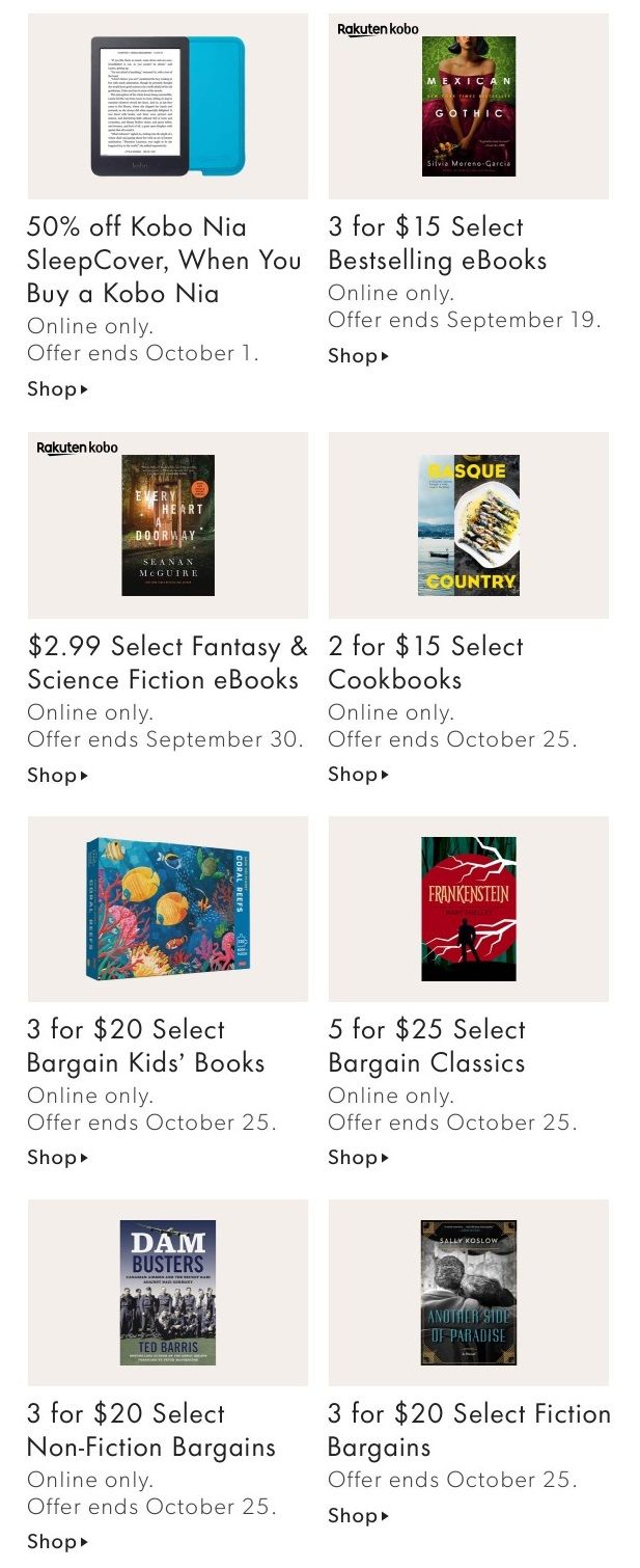 Chapters Indigo Online Deals of the Week September 13 to 19