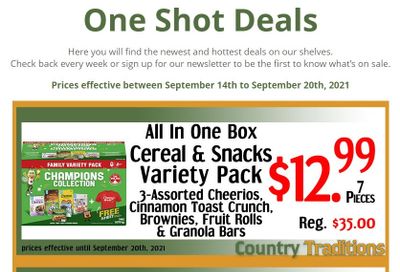 Country Traditions One-Shot Deals Flyer September 14 to 20