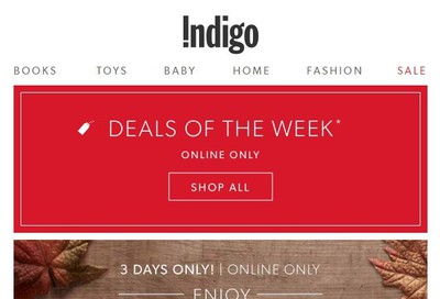 Chapters Indigo Online Deals of the Week October 21 to 27