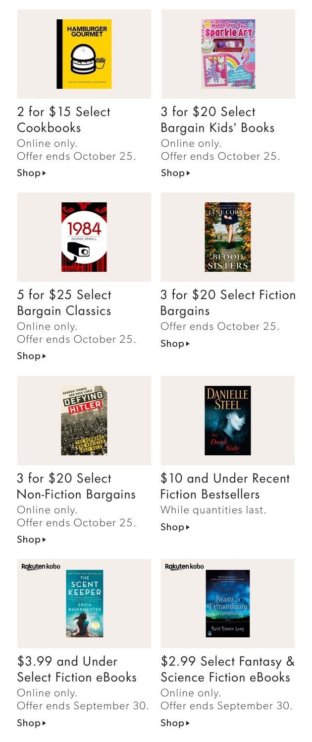Chapters Indigo Online Deals of the Week September 20 to 26