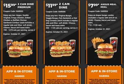 Harvey’s Canada Coupons (NFLD): until October 31
