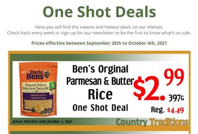 Country Traditions One-Shot Deals Flyer September 28 to October 4