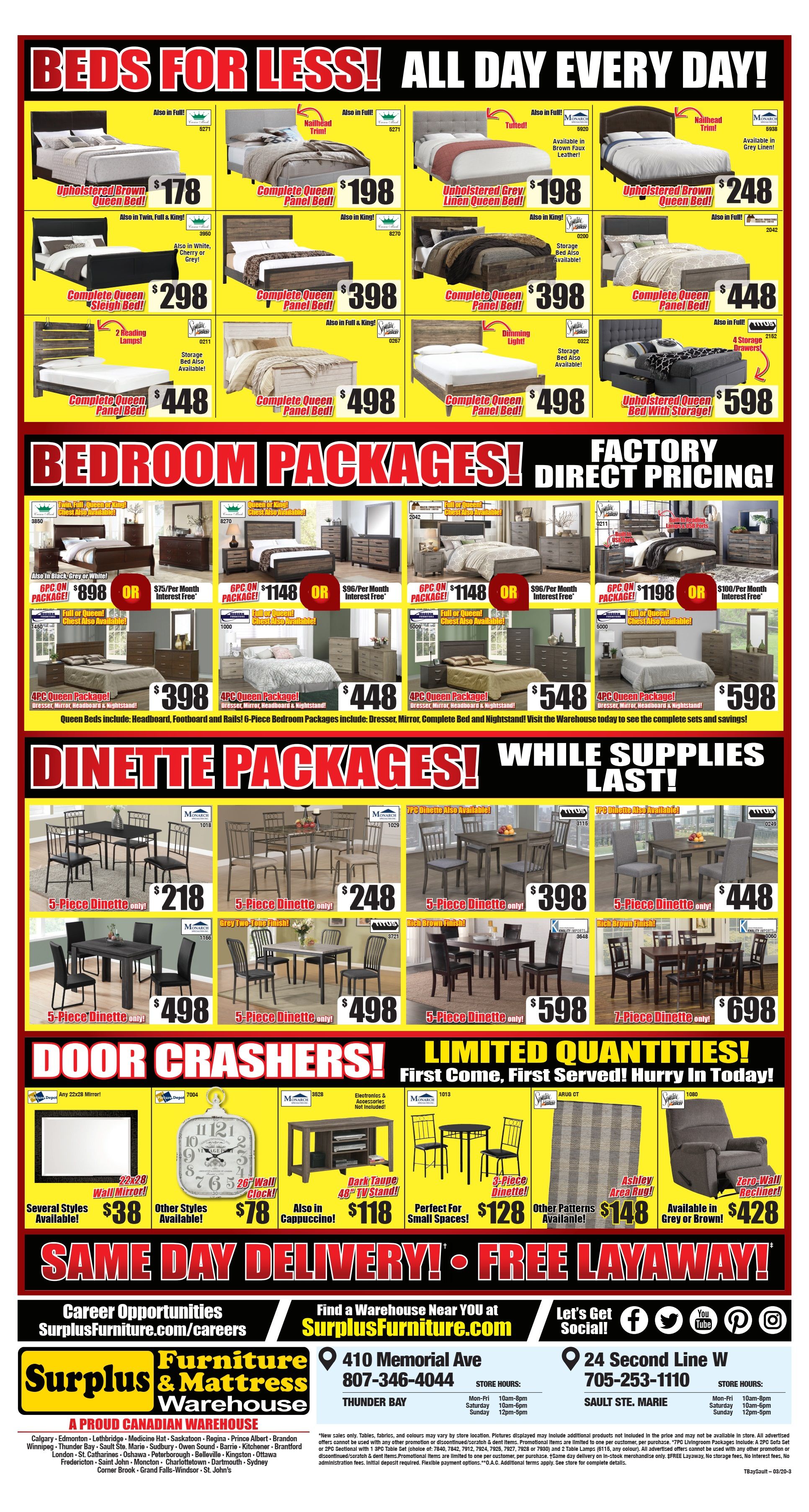 Surplus Furniture & Mattress Warehouse (Sault Ste Marie) Flyer March 17 to 30
