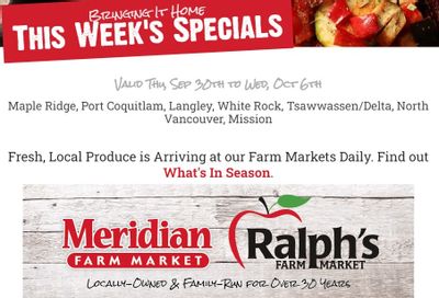 Meridian Farm Market Flyer September 30 to October 6