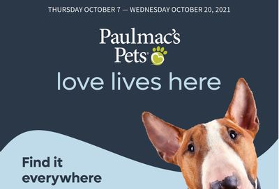 Paulmac's Pets Flyer October 7 to 20