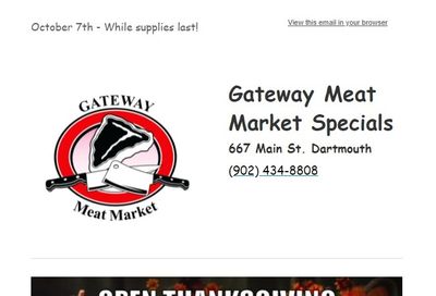 Gateway Meat Market Flyer October 7 to 13