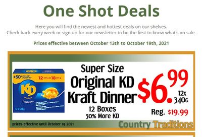 Country Traditions One-Shot Deals Flyer October 13 to 19