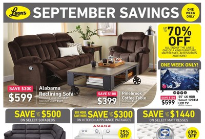 Leon's September Savings Flyer September 5 to 11