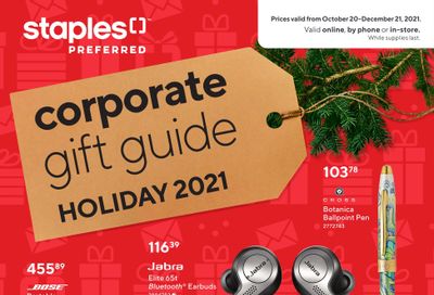 Staples Corporate Gift Guide Holiday 2021 October 20 to December 21