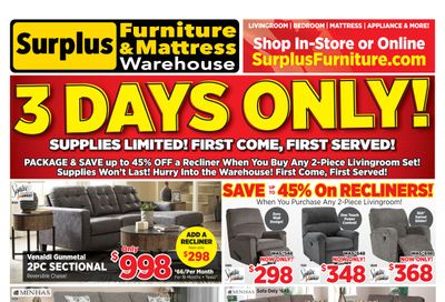 Surplus Furniture & Mattress Warehouse (Winnipeg) Flyer October 25 to 31