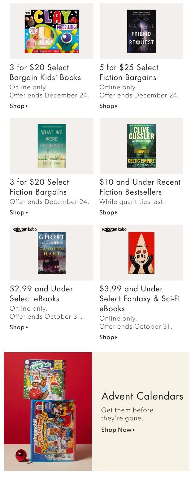 Chapters Indigo Online Deals of the Week October 25 to 31