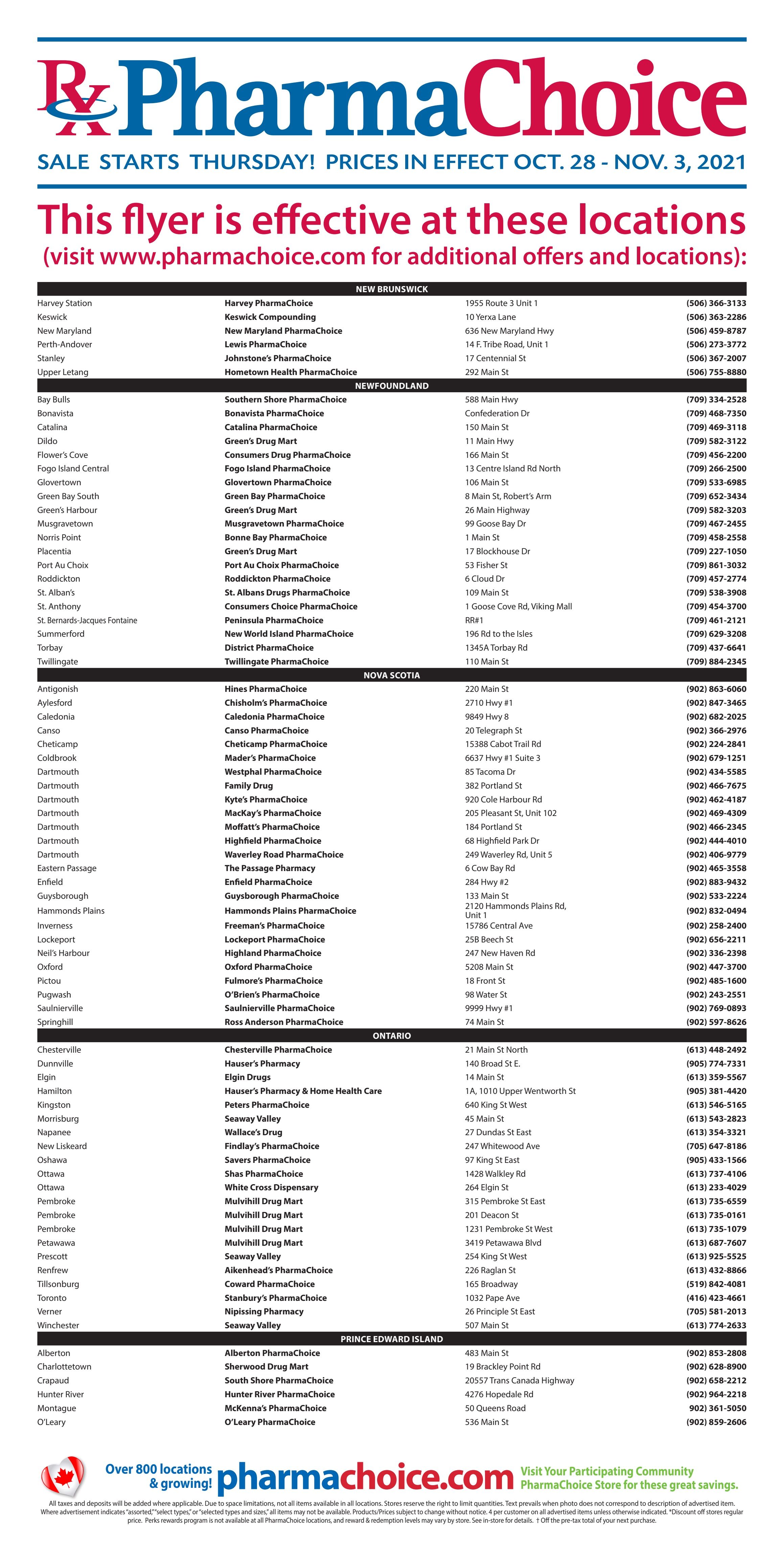 PharmaChoice (ON & Atlantic) Flyer October 28 to November 3