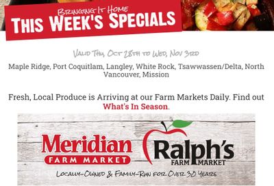 Meridian Farm Market Flyer October 28 to November 3