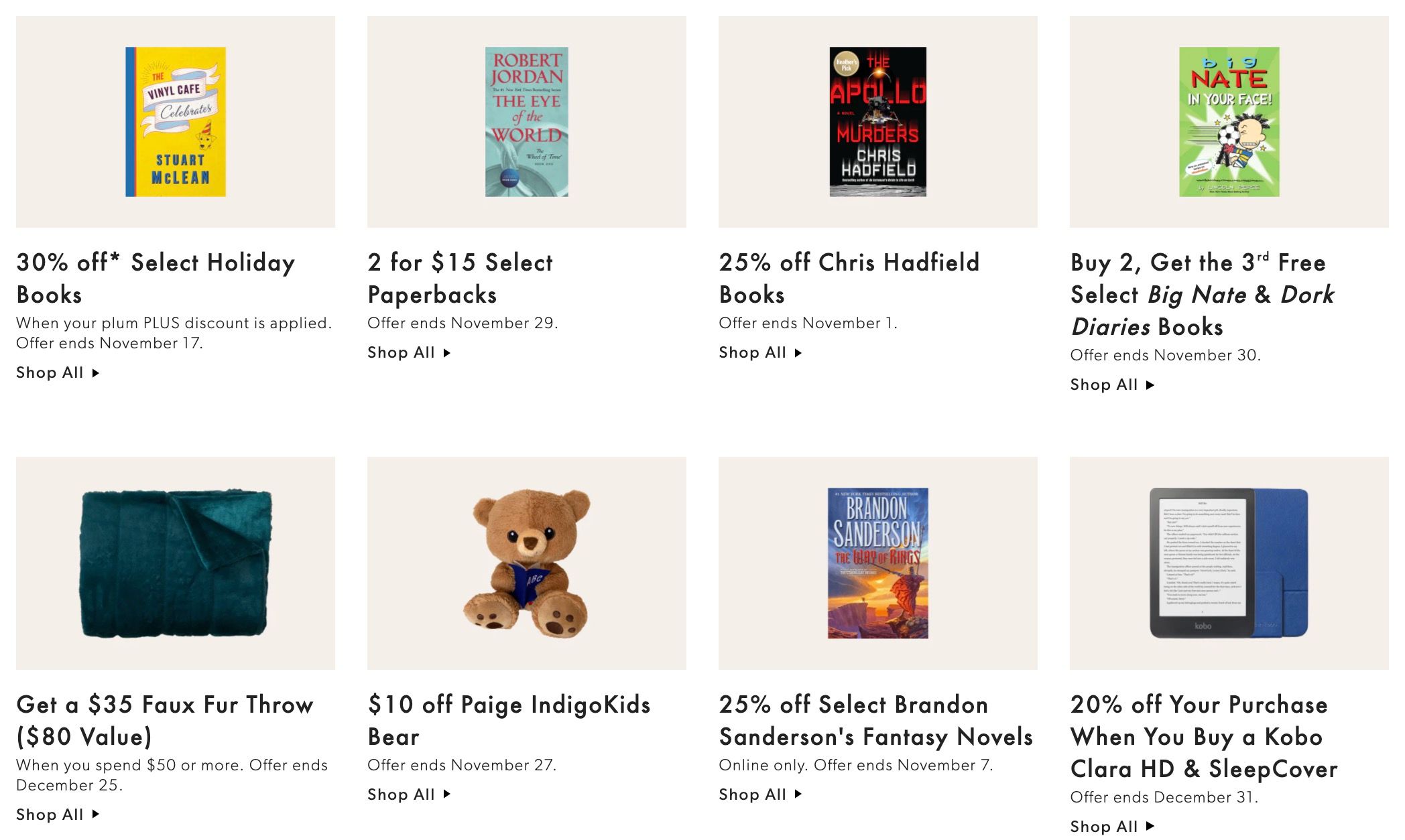 Chapters Indigo Online Deals of the Week November 1 to 7