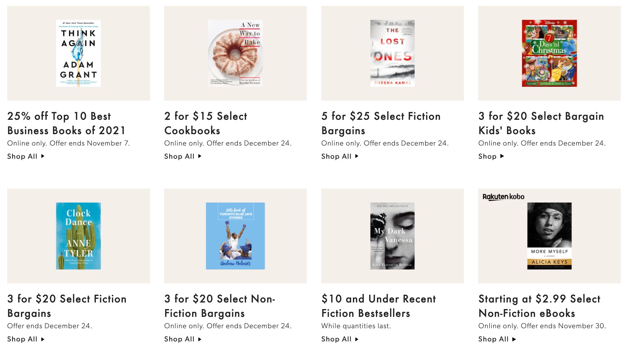 Chapters Indigo Online Deals of the Week November 1 to 7