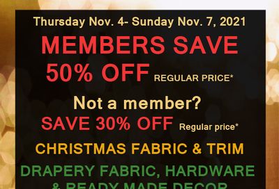 Fabricland (Oshawa, Whitby, Kitchener, St. Catharines, Welland) Flyer November 4 to 7