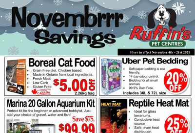 Ruffin's Pet Centre Flyer November 4 to 21