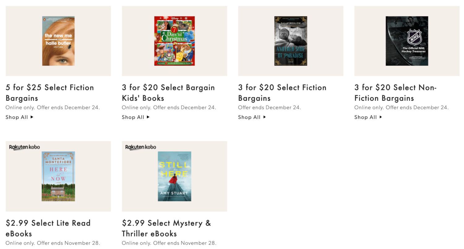 Chapters Indigo Online Pre Black Friday Deals of the Week November 8 to 14