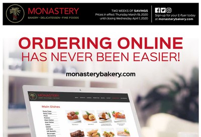 Monastery Bakery Flyer March 19 to April 1
