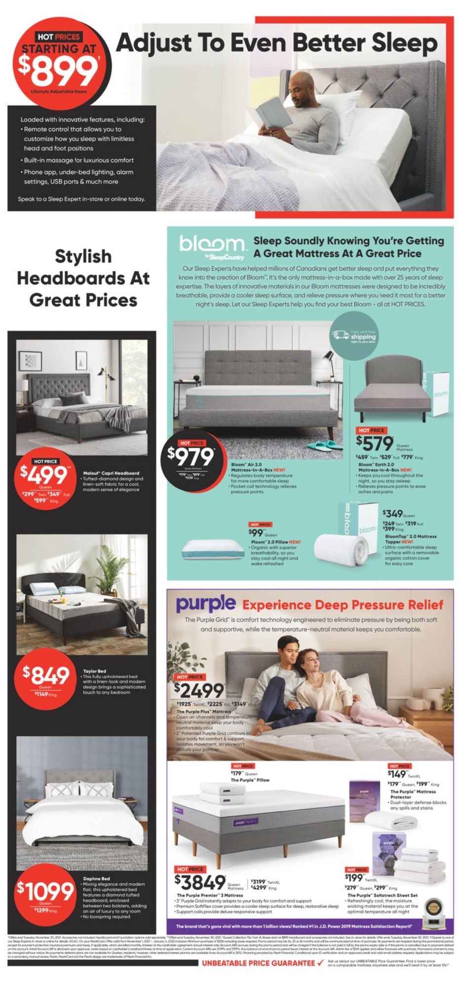 Sleep Country Flyer November 8 to 14