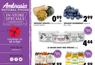 Ambrosia Natural Foods Flyer November 4 to 18