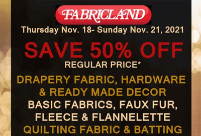 Fabricland (Oshawa, Whitby, Kitchener, St. Catharines, Welland) Flyer November 18 to 21