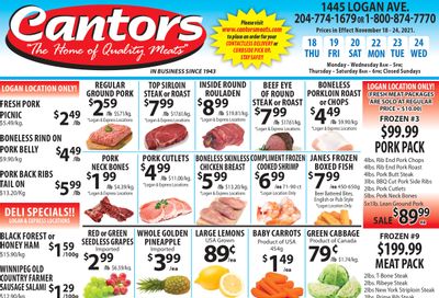 Cantor's Meats Flyer November 18 to 24