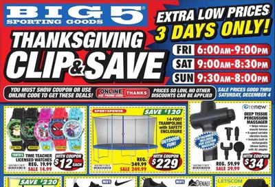 Big 5 (AZ, CA, CO, ID, NM, OR, UT, WA) Weekly Ad Flyer November 23 to November 30