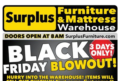 Surplus Furniture & Mattress Warehouse Black Friday Flyer November 22 to 28, 2021