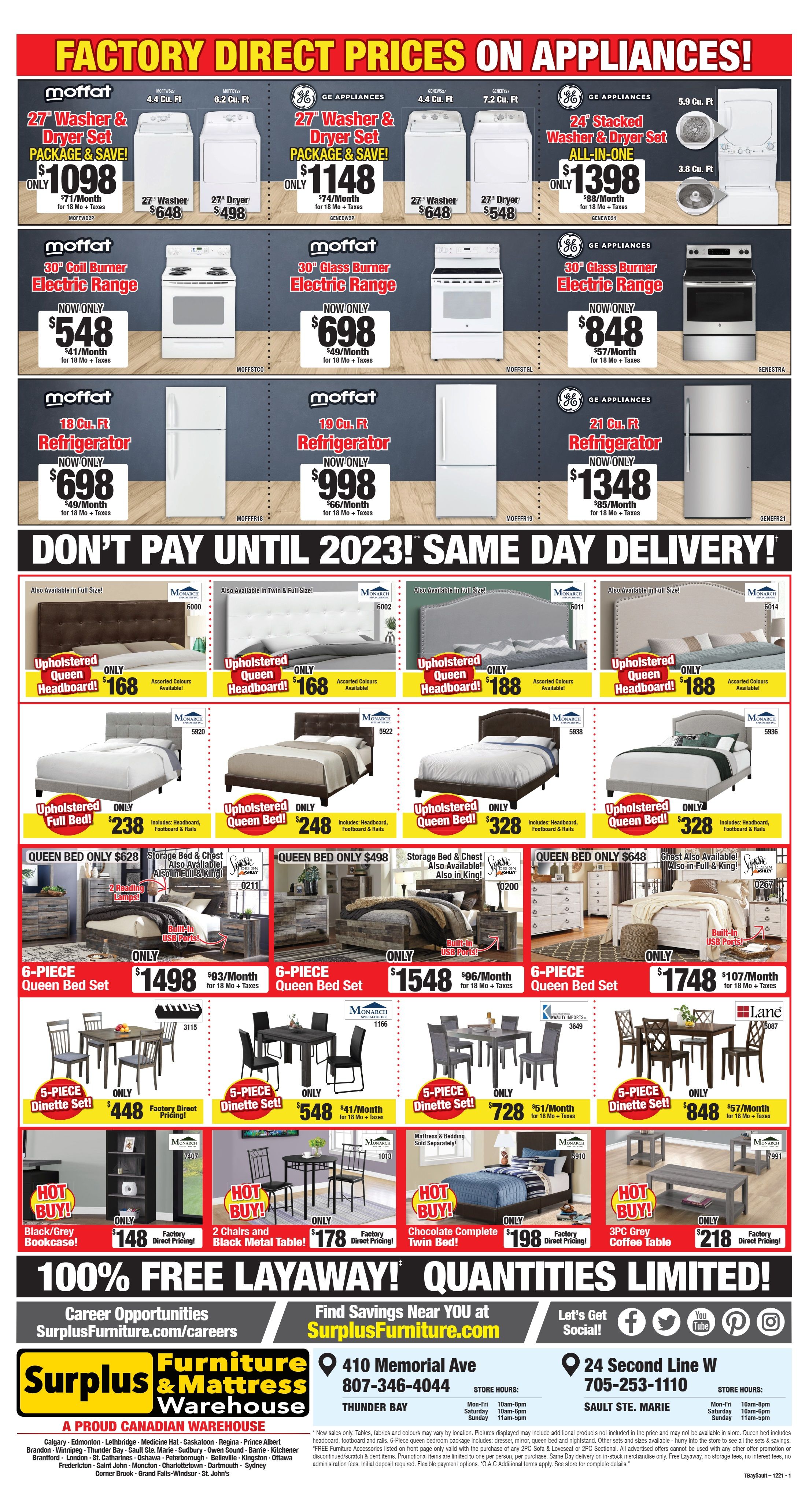Surplus Furniture & Mattress Warehouse (Thunder Bay) Flyer November 29 to December 19