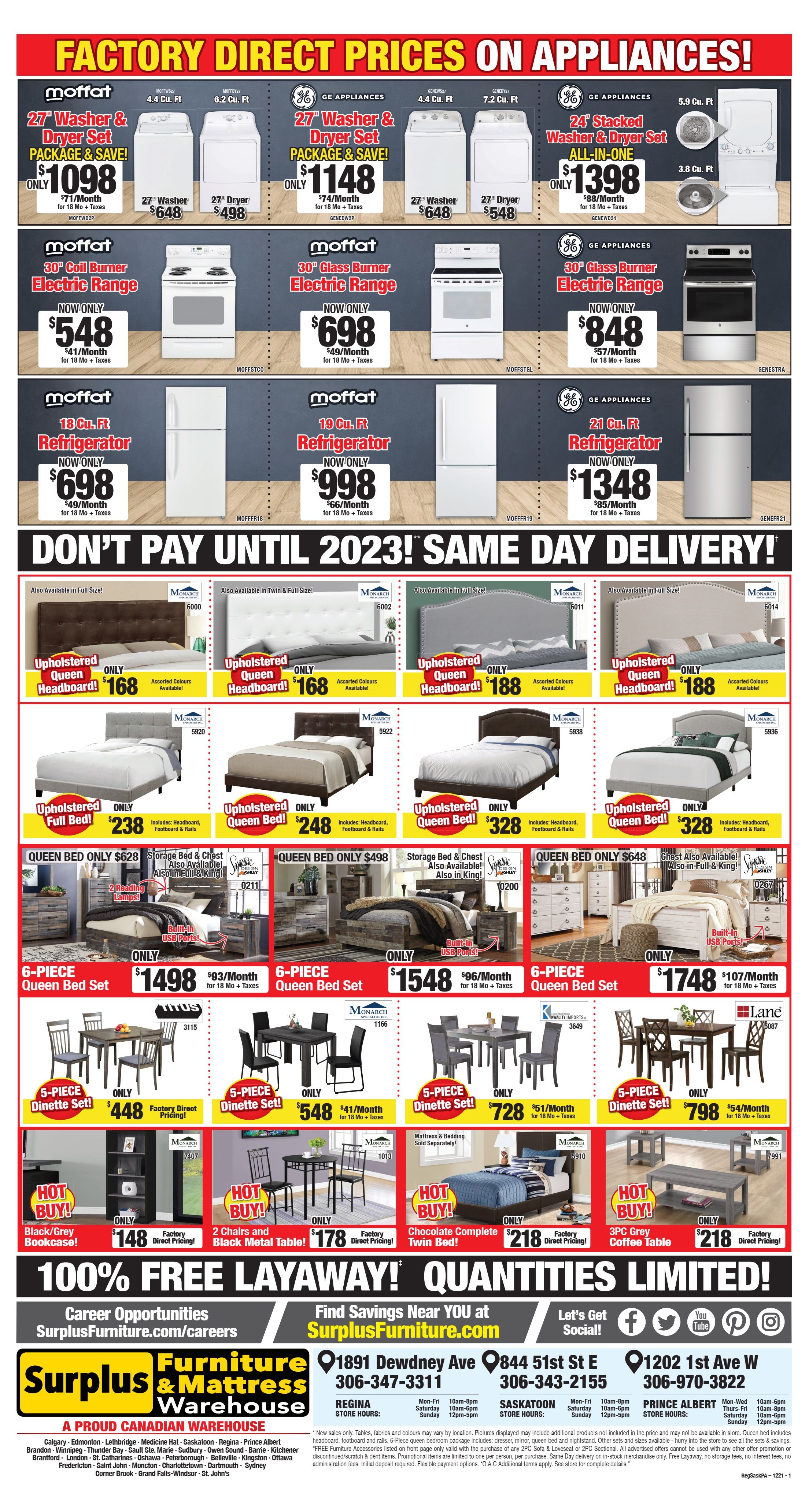 Surplus Furniture & Mattress Warehouse (Regina) Flyer November 29 to December 19