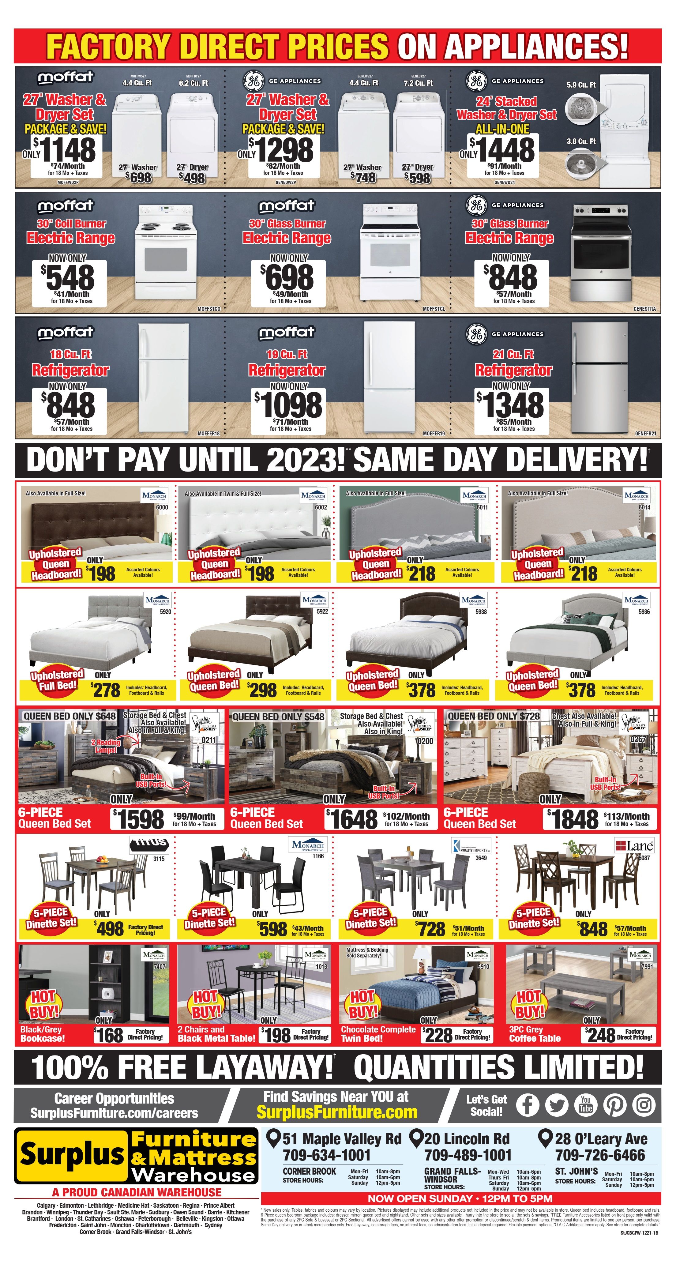 Surplus Furniture & Mattress Warehouse (Corner Brook) Flyer November 29 to December 19