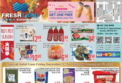 FreshLand Supermarket Flyer December 3 to 9