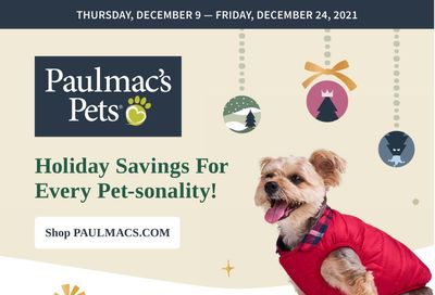 Paulmac's Pets Flyer December 9 to 24